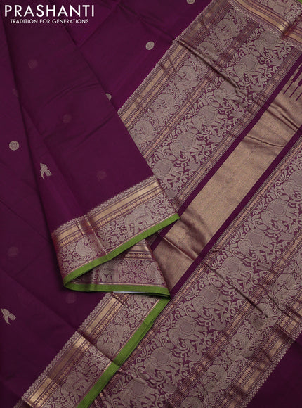 Kanchi cotton saree purple and green with thread woven buttas and thread & zari woven border