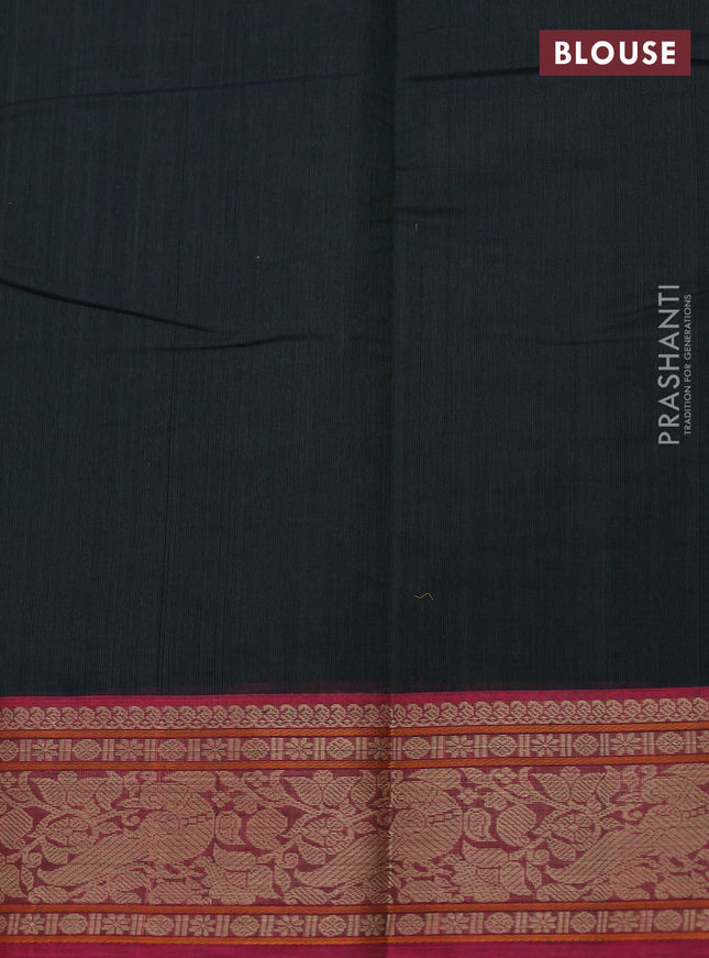 Kanchi cotton saree sap green and pink with allover thread weaves and thread woven border