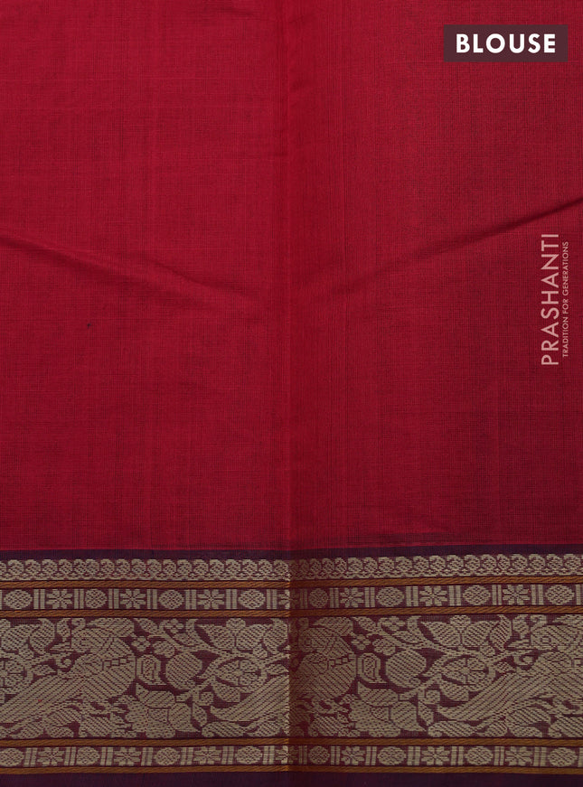 Kanchi cotton saree red and wine shade with allover thread weaves and thread woven border