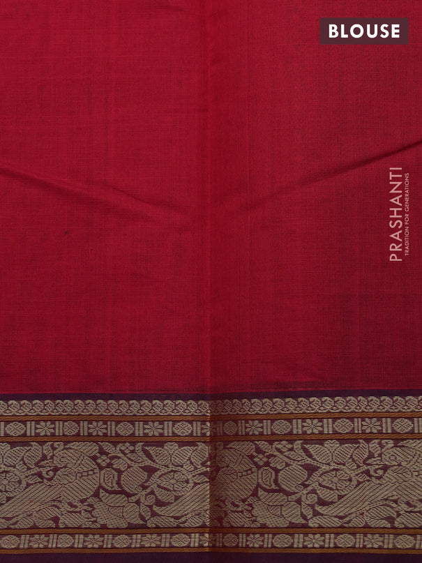 Kanchi cotton saree red and wine shade with allover thread weaves and thread woven border