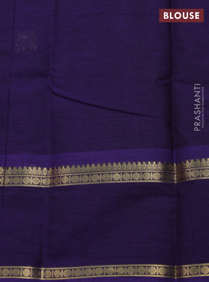Kanchi cotton saree violet with zari woven buttas and rettapet zari woven border
