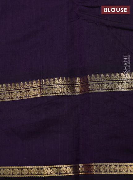 Kanchi cotton saree deep violet with zari woven buttas and rettapet zari woven border