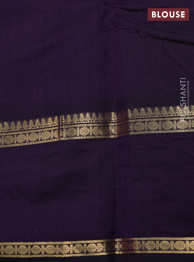 Kanchi cotton saree deep violet with zari woven buttas and rettapet zari woven border