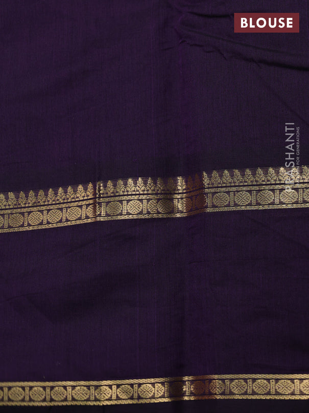 Kanchi cotton saree deep violet with zari woven buttas and rettapet zari woven border