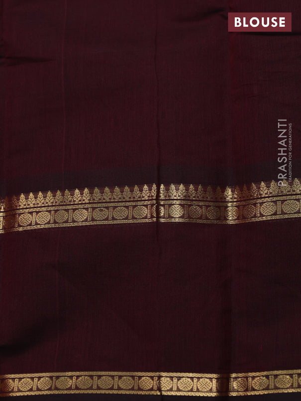 Kanchi cotton saree deep maroon with zari woven buttas and rettapet zari woven border