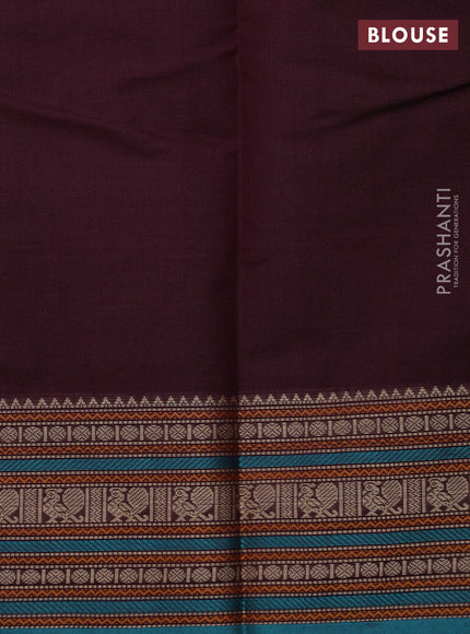 Kanchi cotton saree wine shade and teal green with thread woven buttas and thread woven border