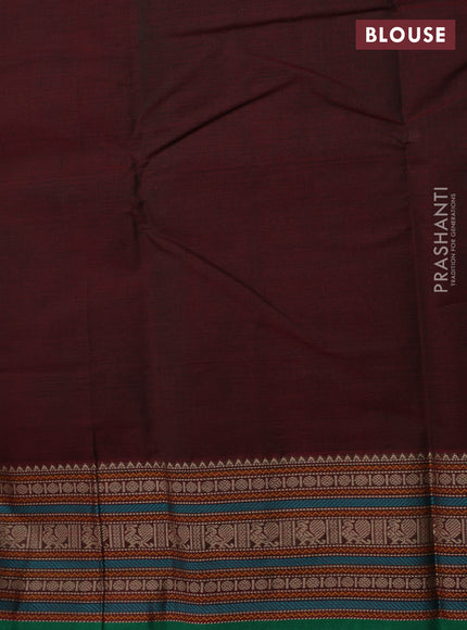 Kanchi cotton saree deep maroon and green with thread woven buttas and thread woven border