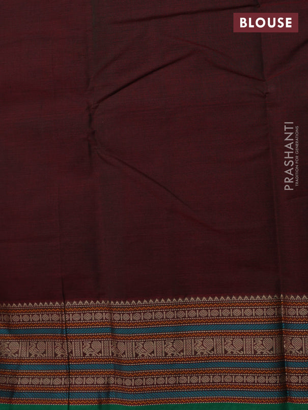 Kanchi cotton saree deep maroon and green with thread woven buttas and thread woven border