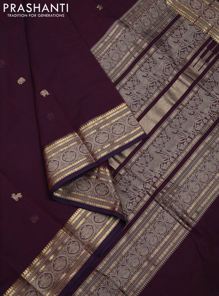 Kanchi cotton saree wine shade with zari woven buttas and woven border