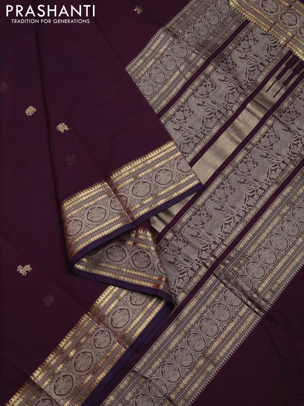 Kanchi cotton saree wine shade with zari woven buttas and woven border