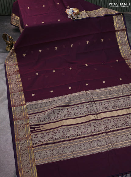 Kanchi cotton saree wine shade with zari woven buttas and woven border