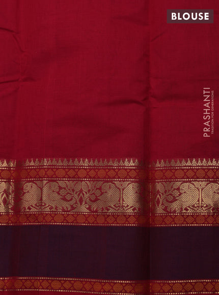 Kanchi cotton saree red and dual shade of purple with zari woven annam buttas and rettapet thread & zari woven border