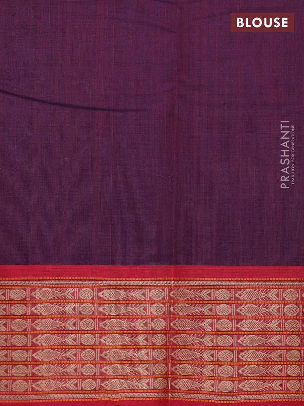 Kanchi cotton saree purple and red with allover thread stripe weaves and thread woven border