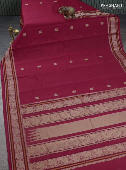 Kanchi cotton saree red with thread woven buttas and thread woven border