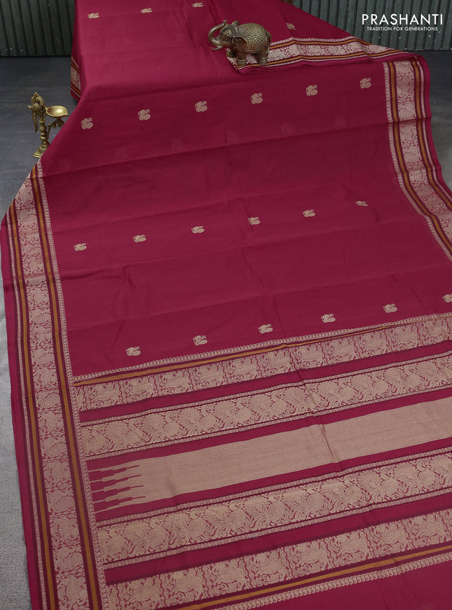 Kanchi cotton saree red with thread woven buttas and thread woven border