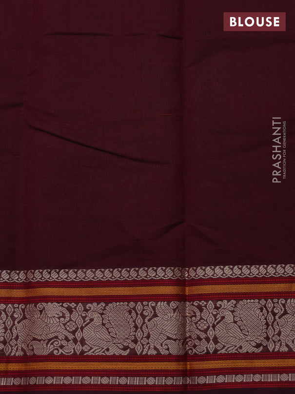 Kanchi cotton saree maroon with thread woven buttas and thread woven border