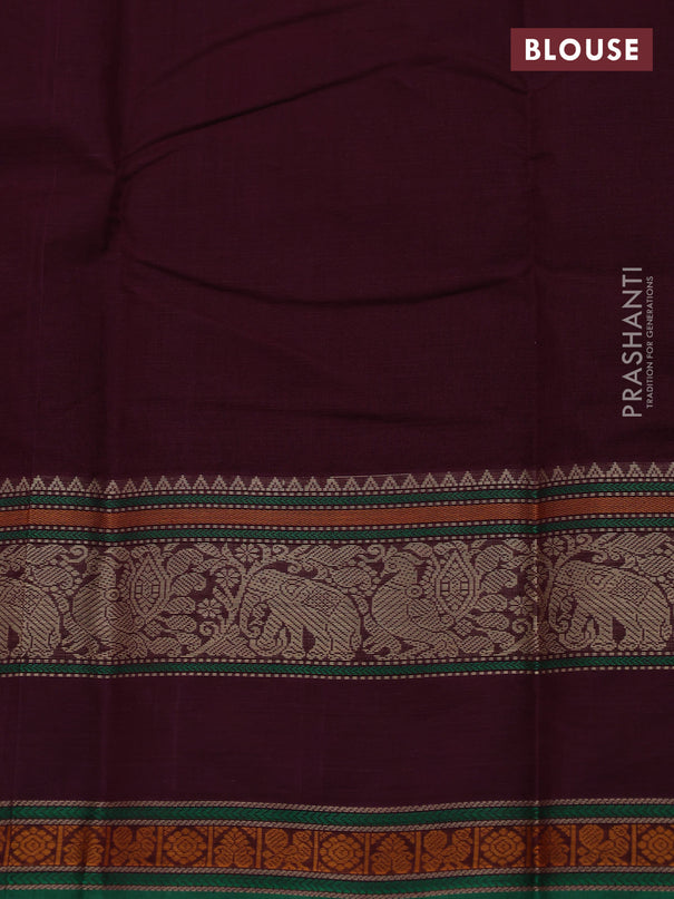 Kanchi cotton saree wine shade and green with thread woven buttas and rettapet thread woven border