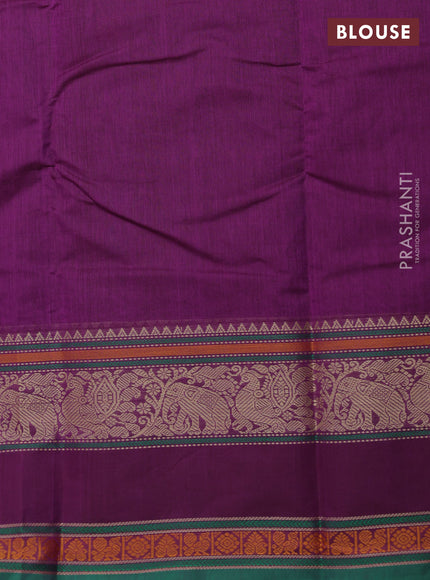 Kanchi cotton saree purple and green with thread woven buttas and rettapet thread woven border
