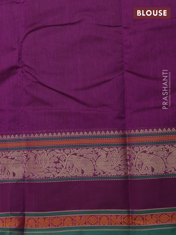 Kanchi cotton saree purple and green with thread woven buttas and rettapet thread woven border