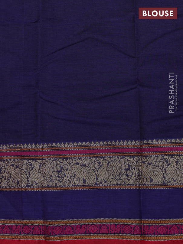 Kanchi cotton saree blue and red with thread woven buttas and rettapet thread woven border