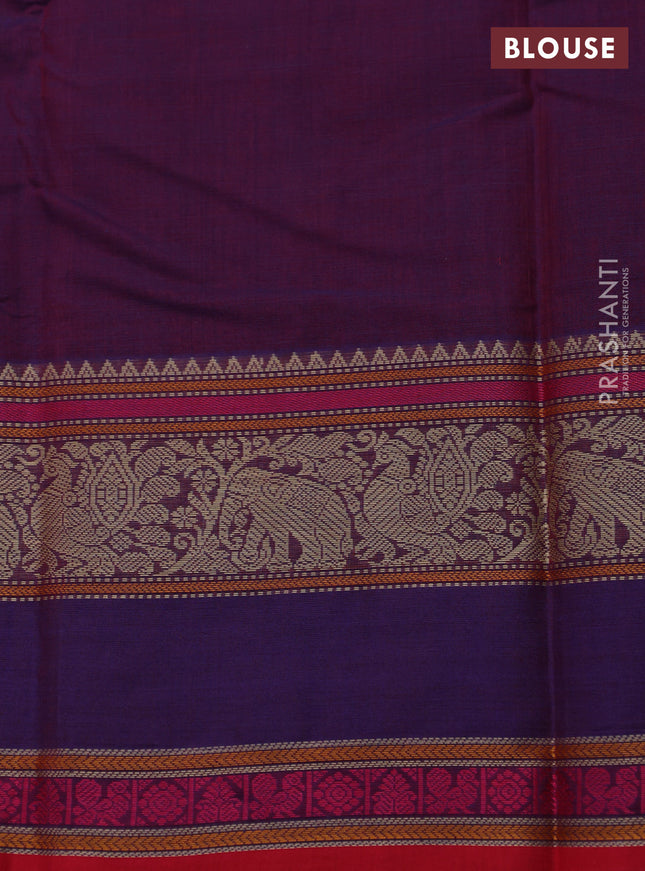 Kanchi cotton saree purple and red with thread woven buttas and rettapet thread woven border