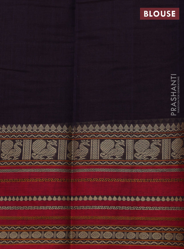 Kanchi cotton saree wine shade and pink with allover thread woven stripes pattern and thread woven border