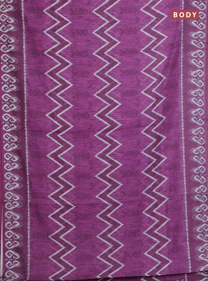 Semi linen saree purple with allover ikat prints and printed border