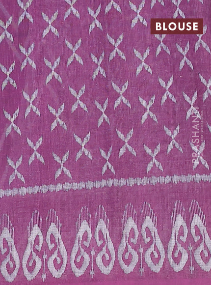 Semi linen saree purple with allover ikat prints and printed border