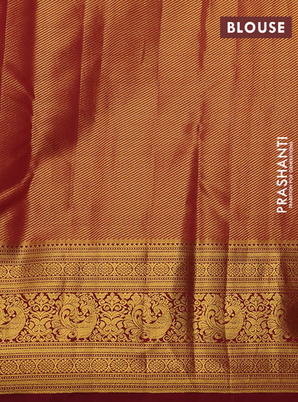 Kanchipuram tissue silk saree cs blue and maroon with allover zari woven brocade weaves and zari woven border