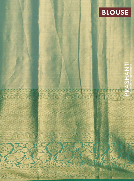Kanchipuram tissue silk saree lavender and green with allover zari woven brocade weaves and zari woven border