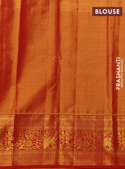 Kanchipuram tissue silk saree pastel blue and red with allover zari woven brocade weaves and zari woven border