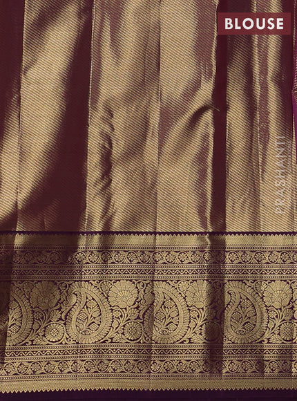 Kanchipuram tissue silk saree pastel pink and purple with allover zari woven brocade weaves and zari woven border