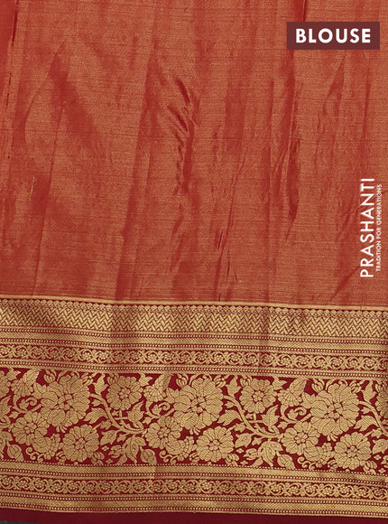 Kanchipuram silk saree light green and pink with allover zari woven brocade weaves and zari woven border