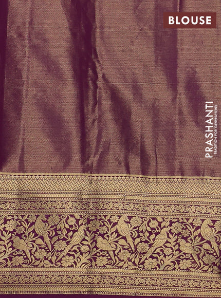 Kanchipuram tissue silk saree lavender and purple with allover zari woven brocade weaves and zari woven border