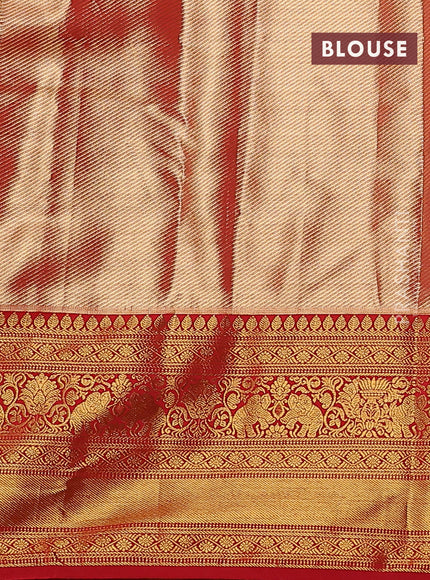 Kanchipuram tissue silk saree red with allover zari woven brocade weaves and zari woven border