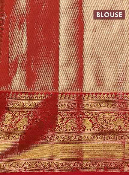 Kanchipuram tissue silk saree red with allover zari woven brocade weaves and zari woven border
