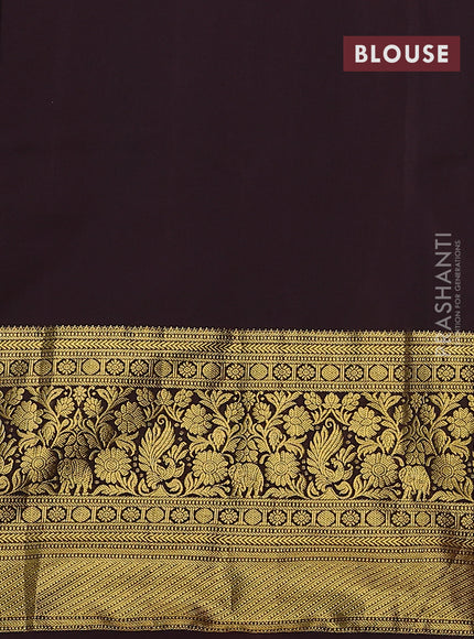 Kanchipuram silk saree red and coffee brown with allover zari woven brocade weaves and long zari woven border