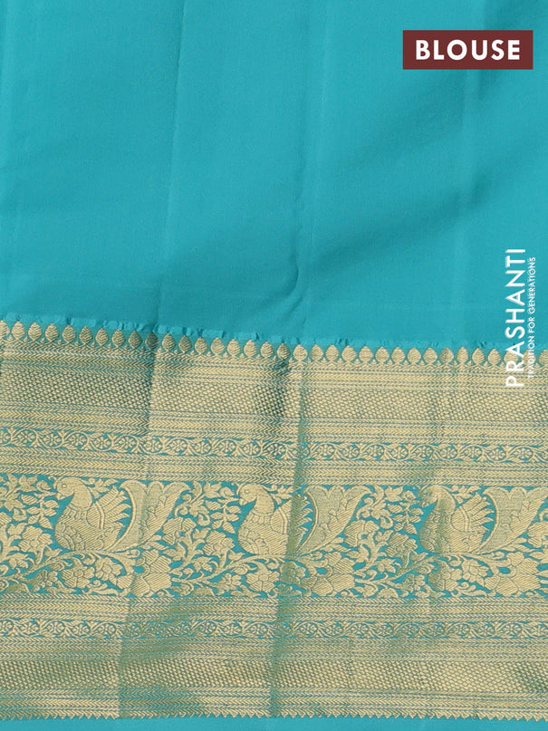 Kanchipuram silk saree maroon and pastel blue with allover zari woven brocade weaves and long zari woven border