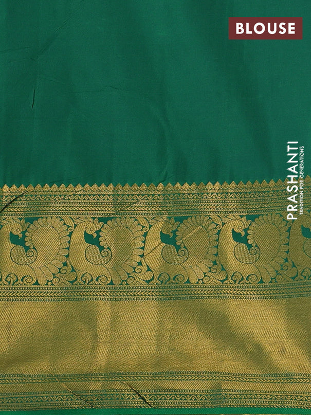 Kanchipuram silk saree green with allover zari woven brocade weaves and long zari woven border