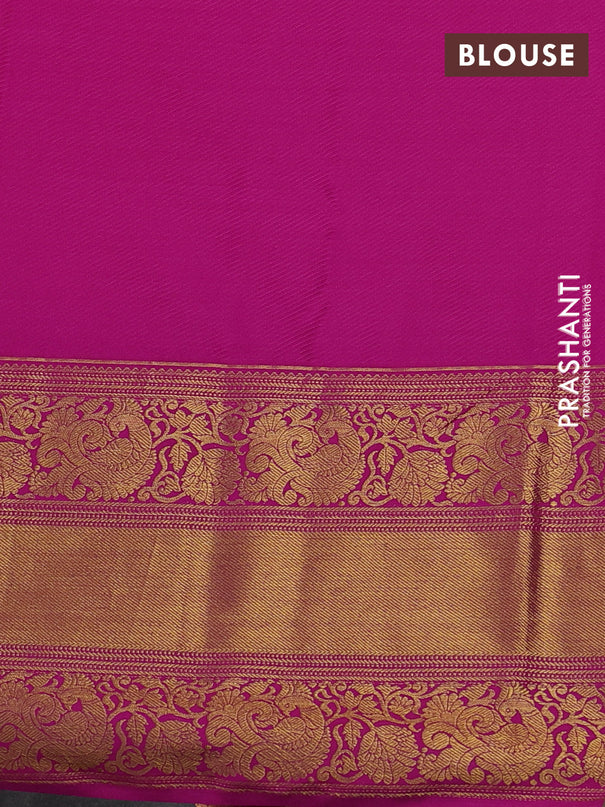 Kanchipuram silk saree pink with allover zari woven brocade weaves and long zari woven border