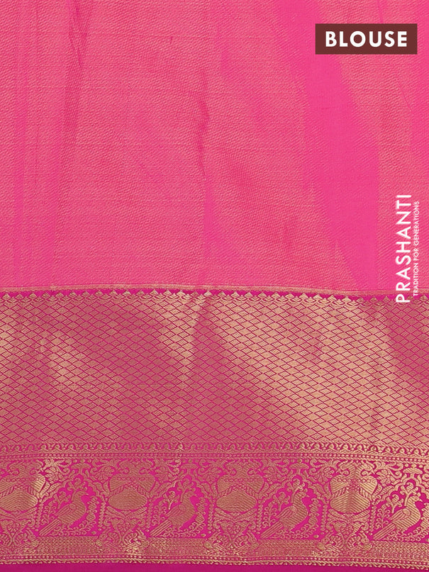Kanchipuram tissue silk saree baby pink and pink with allover zari woven brocade weaves and zari woven border
