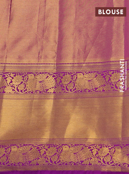 Kanchipuram tissue silk saree purple with allover zari woven brocade weaves and long zari woven border