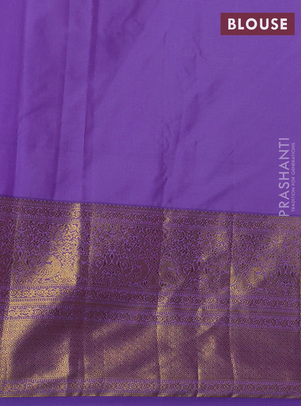 Kanchipuram silk saree lavender with allover zari woven brocade weaves and long zari woven border