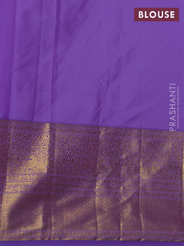 Kanchipuram silk saree lavender with allover zari woven brocade weaves and long zari woven border