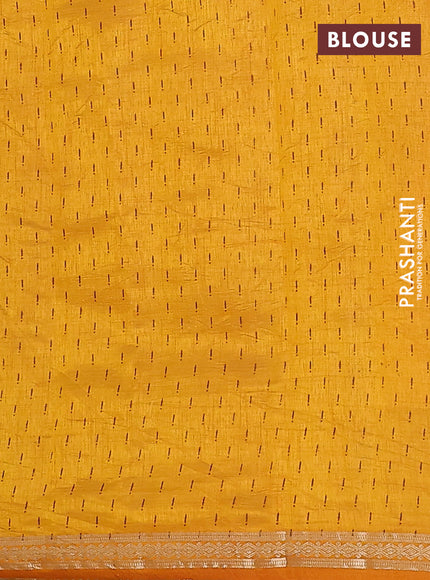 Semi raw silk saree mustard yellow with allover geometric weaves and zari woven border