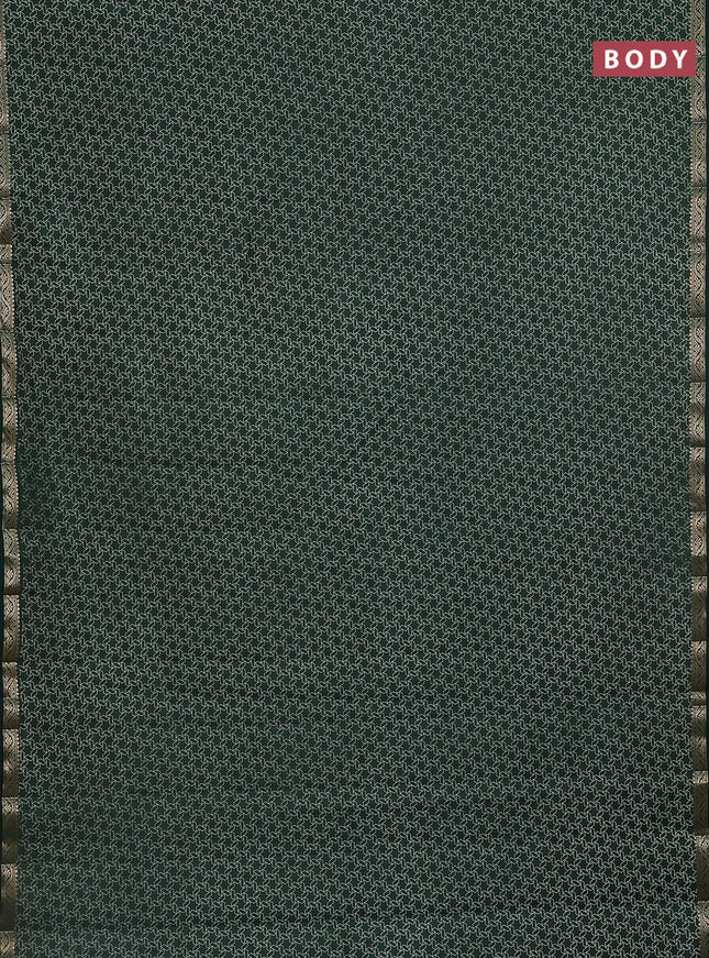 Semi raw silk saree bottle green with allover geometric weaves and zari woven border