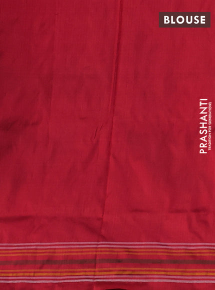 Pochampally silk saree peach shade and red with allover ikat prints and simple border
