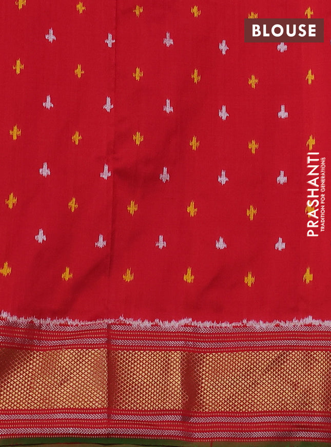 Pochampally silk saree deep maroon and red with allover ikat prints and zari woven border