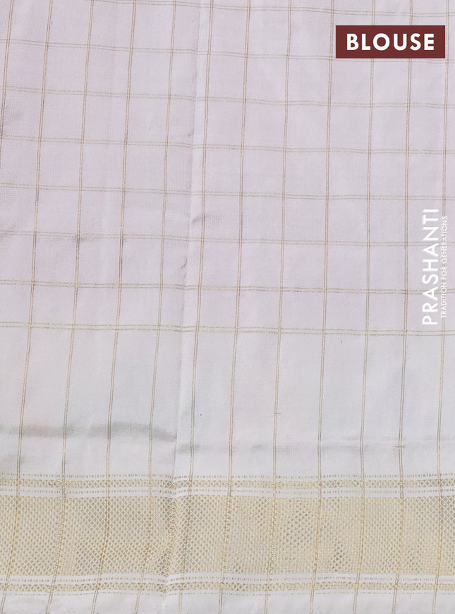 Pochampally silk saree red and off white with allover zari checks & ikat weaves and zari woven border