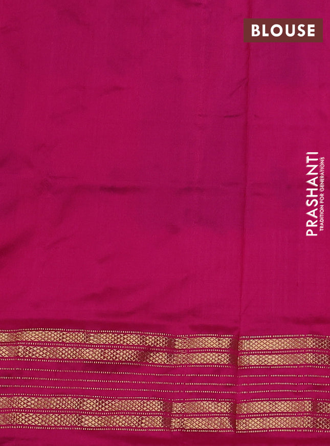 Pochampally silk saree blue and pink with allover ikat weaves & thread buttas and zari woven border
